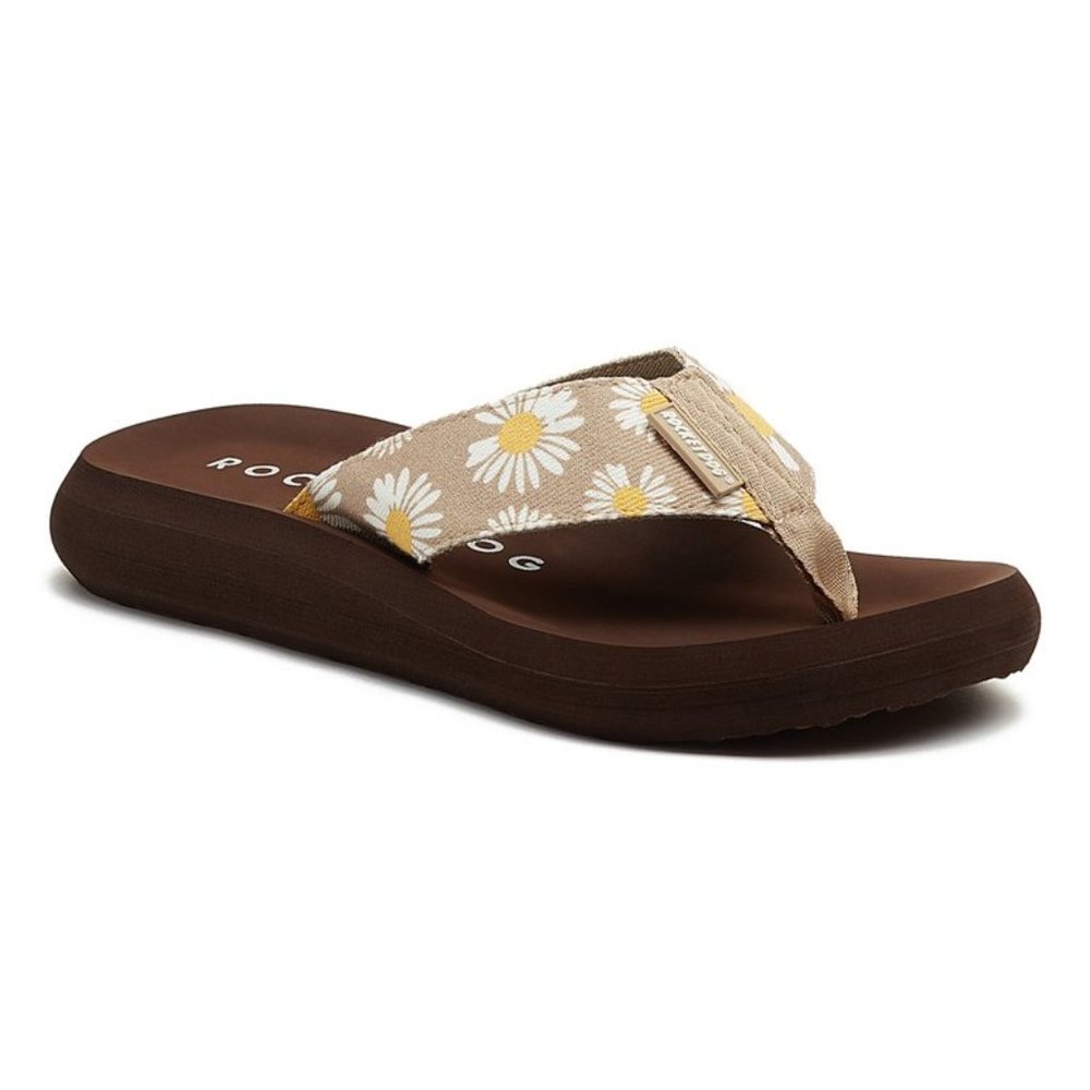 Rocket Dog Size 8M Women's Brown Floral Homer Spotlight Flip Flops Sandals Shoes - Picture 1 of 5